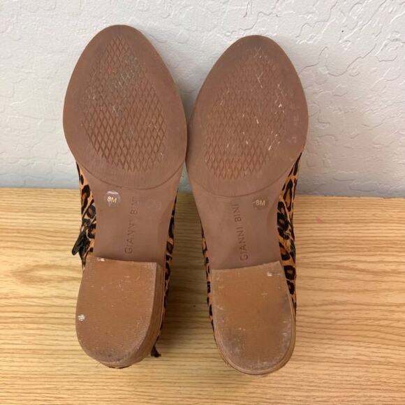 Gianni Bini Bootie Womens 8 Brown Torloni Calf Hair Leopard Stacked Heel Buckle - Picture 11 of 15